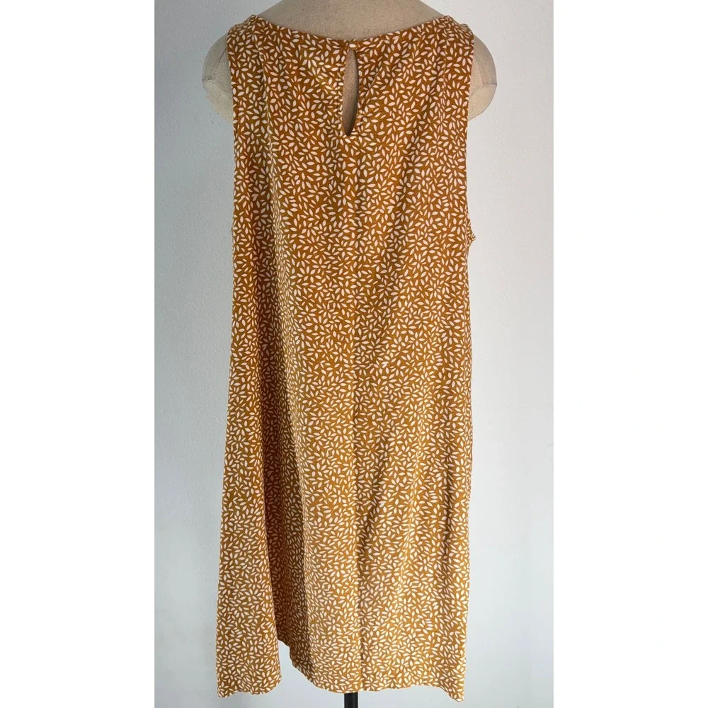 Ava & Viv Linen Blend Shift Dress Boho Golden Yellow Floral Speckled Pockets XXL - Picture 2 of 9